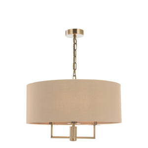 dar lighting Jam0301 Jamelia 3 Light Shadelier Antique Brass Taupe Shade