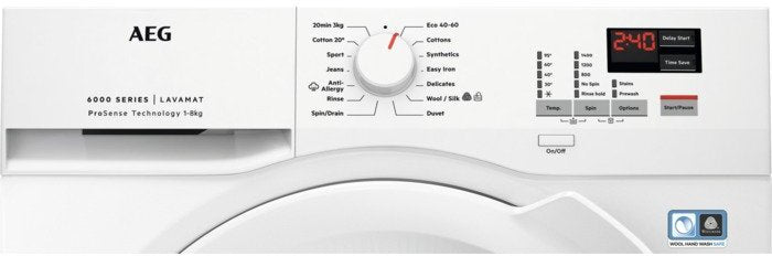 AEG L6FBK841B 8kg 1400 Spin Washing Machine