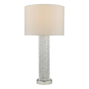 dar lighting LAZ4239 Lazio Table Lamp Silver Rod Base with Faux Silk Shade