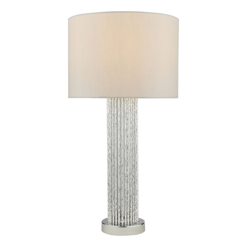 dar lighting LAZ4239 Lazio Table Lamp Silver Rod Base with Faux Silk Shade