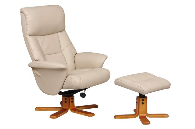 Marseille Swivel Recliner & Footstool - Cafe Latte