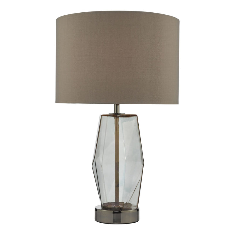 dar lighting MUB4308 Mubina Touch Table Lamp Black Chrome Smoked Glass with Shade