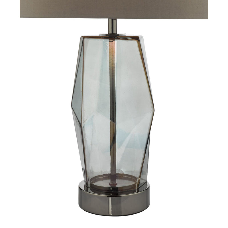 dar lighting MUB4308 Mubina Touch Table Lamp Black Chrome Smoked Glass with Shade