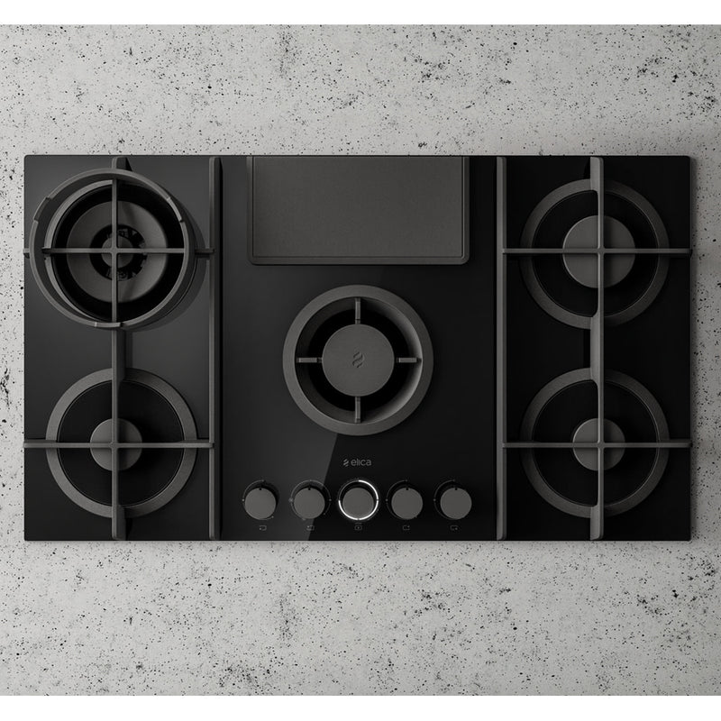 Elica Nikola Tesla NT-FLAME-RC-BLK 88cm Venting Gas Hob