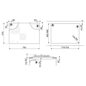 Smeg PM3743D 75cm Dual Fuel Hob