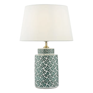 dar lighting REE4224 Reese 1 Light Ceramic Table Lamp Green and Blue Print Base Only