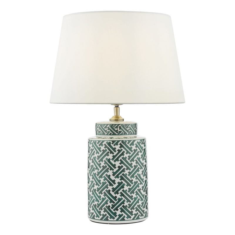 dar lighting REE4224 Reese 1 Light Ceramic Table Lamp Green and Blue Print Base Only