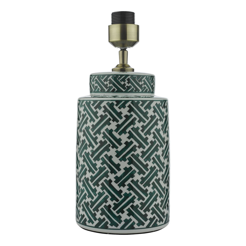 dar lighting REE4224 Reese 1 Light Ceramic Table Lamp Green and Blue Print Base Only