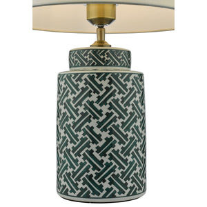 dar lighting REE4224 Reese 1 Light Ceramic Table Lamp Green and Blue Print Base Only