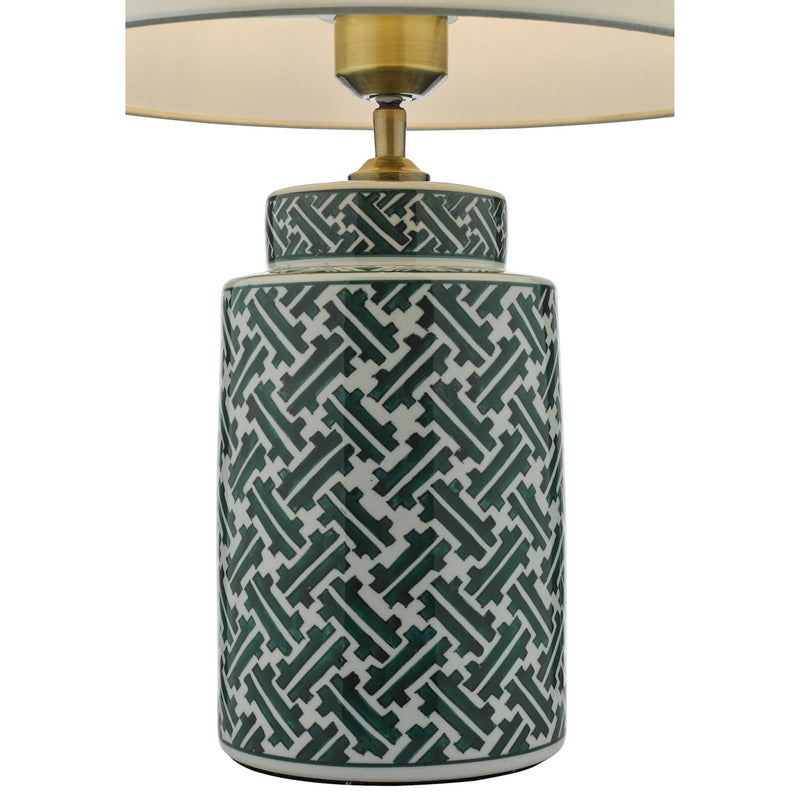 dar lighting REE4224 Reese 1 Light Ceramic Table Lamp Green and Blue Print Base Only