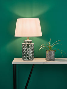 dar lighting REE4224 Reese 1 Light Ceramic Table Lamp Green and Blue Print Base Only