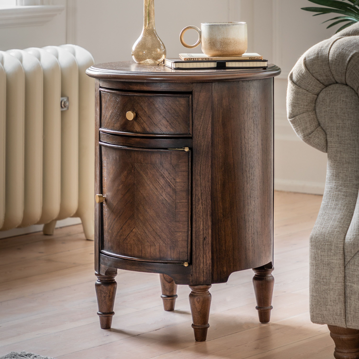 Madison Wooden Drum Side Table - Coffee