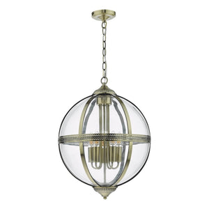 dar lighting Van0538 Vanessa 5 Light Pendant Polished Nickel And Clear