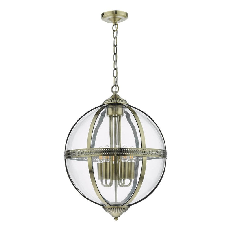 dar lighting Van0538 Vanessa 5 Light Pendant Polished Nickel And Clear