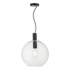 dar lighting Zul0122 Zula 1 Light Single Pendant Black Clear Glass